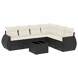 Maison Chic Ensemble Tables et chaises d'extérieur 7pcs avec coussins,Salon de jardin noir résine tressée -GKD444260