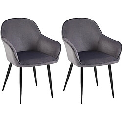 Decoshop26 Set de 2 chaises de salle à manger dossier arrondis avec accoudoirs en velours gris foncé 10_0001528