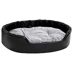 vidaXL Lit chiens Noir et gris 90x79x20 cm Peluche et similicuir