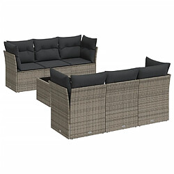 Maison Chic Salon de jardin avec coussins 7 pcs | Ensemble de Table et chaises | Mobilier d'Extérieur gris résine tressée -GKD11151