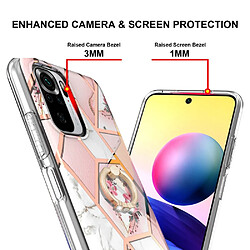 Coque en TPU anti-chute, motif marbré anti-jaunissement IMD flexible avec béquille fleurs roses pour votre Xiaomi Redmi Note 10 4G/10S