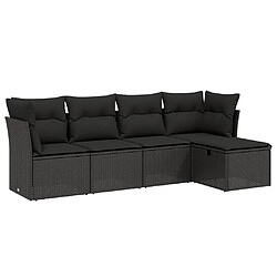 Maison Chic Ensemble de 5 Tables et chaises d'extérieur avec coussins,Salon de jardin noir résine tressée -GKD967616