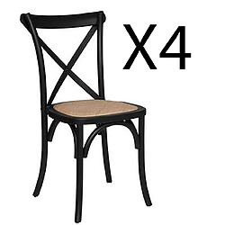 Pegane Lot de 4 chaises en bois hêtre coloris noir - Longueur 48 x Profondeur 52 x Hauteur 89 cm