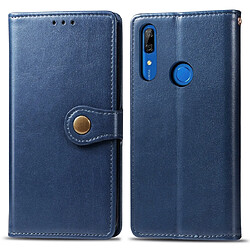 Wewoo Housse Coque Étui en cuir de protection pour téléphone portable avec boucle de couleur unie rétro lanière et cadre photo et fente carte et portefeuille et fonction de support Huawei P Smart Z bleu