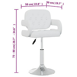 vidaXL Chaises pivotantes à manger lot de 6 blanc similicuir pas cher