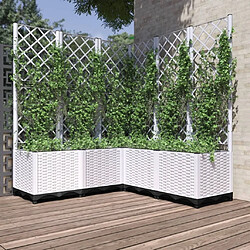 Maison Chic Jardinière,Bac à fleurs avec treillis - pot de fleur Blanc 120x120x136 cm PP -GKD94737