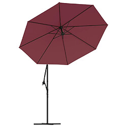 Maison Chic Parasol Jardin | Parasol déporté à LED et mat en acier Rouge bordeaux - GKD30780 pas cher