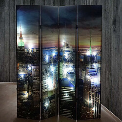 Avis Decoshop26 Paravent séparateur de pièce 4 pans 28 LED 180x160cm motif New York PAR04020