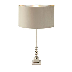 Searchlight Lampe de table chrome, abat-jour en velours taupe