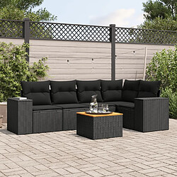 Maison Chic Salon de jardin 6 pcs avec coussins | Ensemble de Table et chaises | Mobilier d'Extérieur noir résine tressée -GKD46878