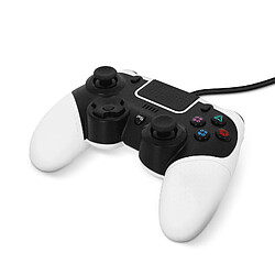 Manette PS4 / PC Filaire USB Vibration Sixaxis Boutons Réactifs LinQ Noir Blanc