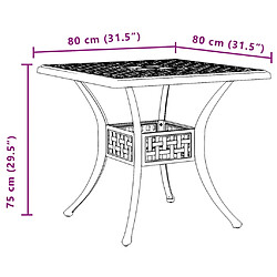 vidaXL Table de jardin vert 80x80x75 cm aluminium coulé pas cher