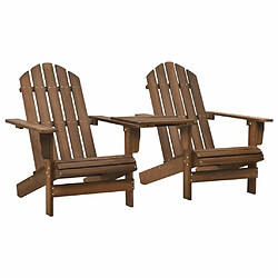 vidaXL Chaises de jardin Adirondack avec table Bois de sapin Marron