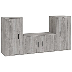 Maison Chic Ensemble de meubles TV 3 pcs pour salon - Sonoma gris Bois d'ingénierie -MN16469