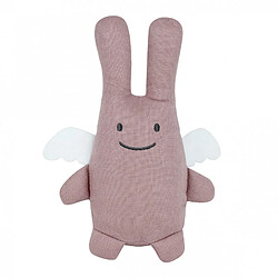 Trousselier Doudou Ange Lapin Vieux rose Doudou en lin avec hochet - 20 cm - Coton bio - Lavable en machine - Dès la naissance