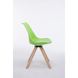 Avis Decoshop26 Chaise de salle à manger x1 chaise visiteur assise pivotant à 360° en PVC et plastique vert piètement en bois carré clair 10_0003468