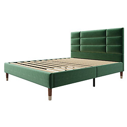 Acheter ComfortXL Lit Rembourré Double Avec Sommier à Lattes, Cadre De Lit Rembourré 140x200cm Vert Foncé