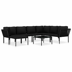 Maison Chic Salon de jardin 8 pcs + coussins - Mobilier/Meubles de jardin - Table et chaises d'extérieur Noir PVC -MN77958