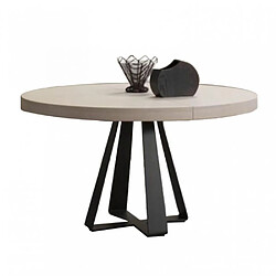 Inside 75 Table repas extensible AURA 10 couverts 120/185x120cm pied métal noir plateau chêne