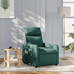 Maison Chic Fauteuil Relax pour salon, Fauteuil de massage inclinable Vert foncé Tissu -GKD25810