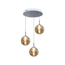 NETTLIFE Suspension en verre ambre Diam.28cm G9 lustre réglable en hauteur 3 lampes en ambre cuisine lampe de salon lampe de chambre lampe 