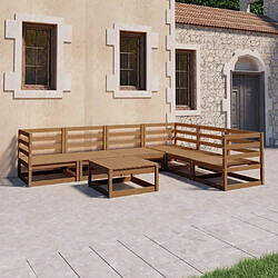 vidaXL Salon de jardin 7 pcs marron miel bois de pin massif