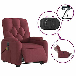 Maison Chic Fauteuil Relax pour salon, Fauteuil inclinable de massage électrique Rouge bordeaux Tissu -GKD52091 pas cher