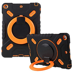 Coque en TPU + silicone hybride avec béquille rotative à 360° noir/orange pour votre Apple iPad 9.7 pouces (2018)/(2017)