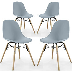 ICONIK INTERIOR Chaise de Salle à Manger - Design Scandinave - Pieds en Bois - Lot de 4 - Skögur Gris clair