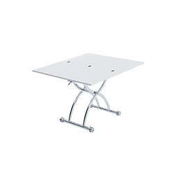 Acheter Inside 75 Table relevable extensible HIRONDELLE compacte laquée blanc brillant pied chromé argenté