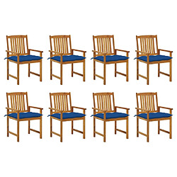 Maison Chic Lot de 8 Chaises de jardin avec coussins | chaises d'extérieur | Fauteuil Relax Bois d'acacia solide -GKD72786