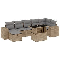 vidaXL Salon de jardin avec coussins 8 pcs beige résine tressée