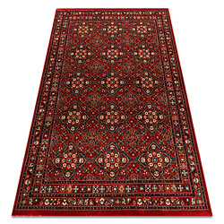 RUGSX Tapis en laine KASHQAI 4372 300 Fleurs, cadre bordeaux 67x130 cm