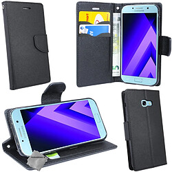 Htdmobiles Housse etui portefeuille pour Samsung Galaxy A5 (2017) + verre trempe - NOIR / NOIR