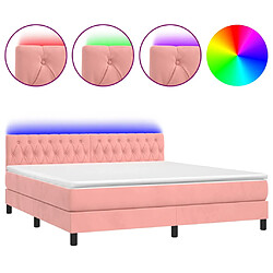 vidaXL Sommier à lattes de lit avec matelas et LED Rose 180x200 cm