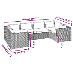 Acheter vidaXL Salon de jardin 6 pcs avec coussins résine tressée noir