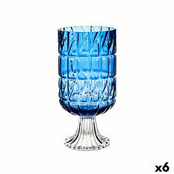 Gift Decor Vase Taillé Bleu Verre 13 x 26,5 x 13 cm (6 Unités)