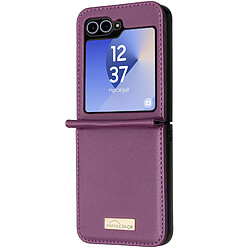 Acheter Avizar Coque pour Samsung Galaxy Z Flip 6 Dos Cuir Vegan Intérieur Rigide Violet Foncé