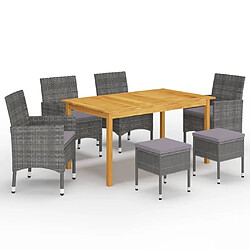 Maison Chic Ensemble de salle à manger de jardin 7 pcs,Table et chaises d'extérieur Gris -GKD627218