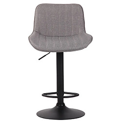 Avis Decoshop26 Lot de 2 tabourets de bar chaises hautes en tissu gris coutures verticales support en métal noir 10_0004289