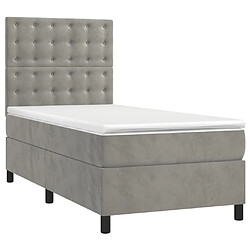 Avis Maison Chic Lit adulte- Lit + matelas,Sommier à lattes de lit et matelas Gris clair 90x190 cm Velours -GKD53703