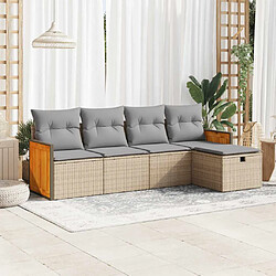 vidaXL Salon de jardin avec coussins 5 pcs beige résine tressée