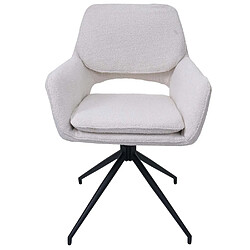 Mendler Lot de 2 chaises de salle à manger HWC-N74, chaise de cuisine, pivotante Auto-Return, tissu bouclé (540g/m²) Oeko-Tex ~ crème pas cher