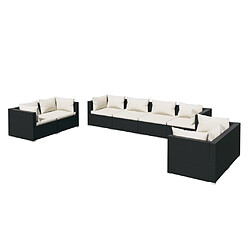 vidaXL Salon de jardin 8 pcs avec coussins Résine tressée Noir