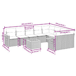 Avis Maison Chic Salon de jardin avec coussins 10 pcs | Ensemble de Table et chaises | Mobilier d'Extérieur gris résine tressée -GKD13284