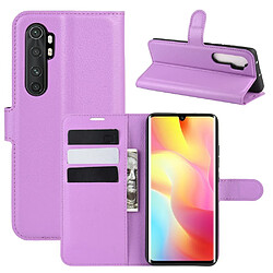 Etui en PU peau de litchi magnétique avec support violet pour votre Xiaomi Mi Note 10 Lite