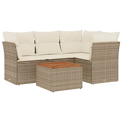 vidaXL Salon de jardin avec coussins 5 pcs beige résine tressée