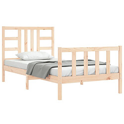 Acheter Maison Chic Cadre/structure de lit et tête de lit pour adulte - Lit Moderne Chambre 100x200 cm bois massif -MN58305