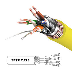 Duronic CAT8 YW Câble Ethernet 0,5 M Jaune | S/FTP paire torsadée écrantée et blindée | Bande passante 2GHz / 2000 MHz | Transmission des données 40 Gigabits | Connecteurs RJ45 en or avec manchon