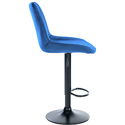 Avis Decoshop26 Lot de 2 tabourets de bar réglable en hauteur pivotant à 360° assise en velours bleu couture verticale pied métal noir 10_0004428